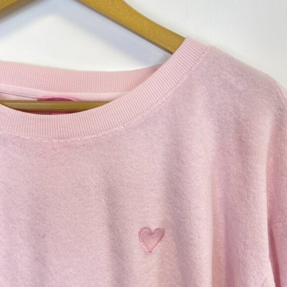 Stoney Clover Lane Pink Terry Cloth Cropped Sweatshirt - Picture 6 of 12